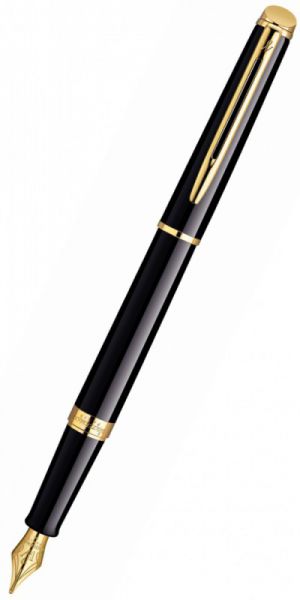Ручка перьевая WATERMAN Hemisphere (S0920610) Mars Black GT (F) чернила: синий нержавеющая сталь перо нержавеющая сталь позолота 23К