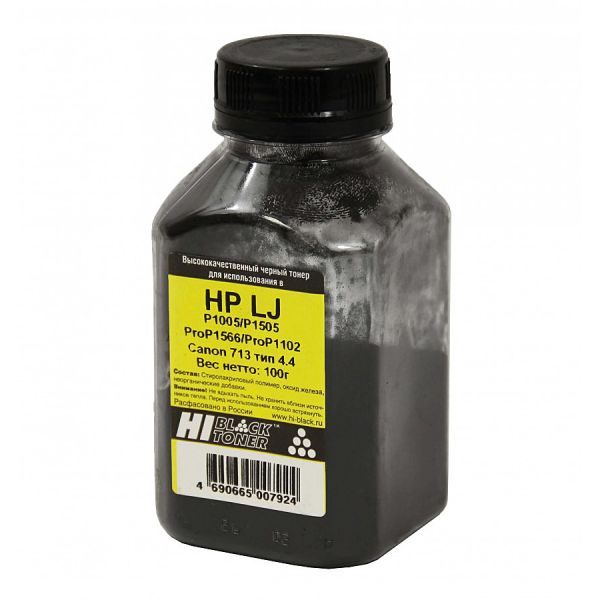 Тонер для картриджа Hi-Black HP LJ P1005/P1505/ProP1566/ProP1102/Canon713, Тип 4.4, Black, 100 г, банка